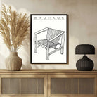 Bauhaus "Ausstellung 1919" Minimalist Armchair Sketch White Poster | Vertical High-Contrast White Framed Wall Art 2 : 3 Vertical Premium Wall Art Canvas by MeriDeewar