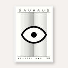 Bauhaus "Ausstellung 1919" Minimalist Eye and Vertical Lines Poster | Vertical High-Contrast White Framed Wall Art 2 : 3 Vertical Premium Wall Art Canvas by MeriDeewar