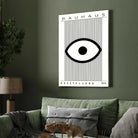 Bauhaus "Ausstellung 1919" Minimalist Eye and Vertical Lines Poster | Vertical High-Contrast White Framed Wall Art 2 : 3 Vertical Premium Wall Art Canvas by MeriDeewar