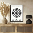 Bauhaus "Ausstellung 1923" Circular Lattice Petal Poster | Vertical High-Contrast White Framed Wall Art 2 : 3 Vertical Premium Wall Art Canvas by MeriDeewar