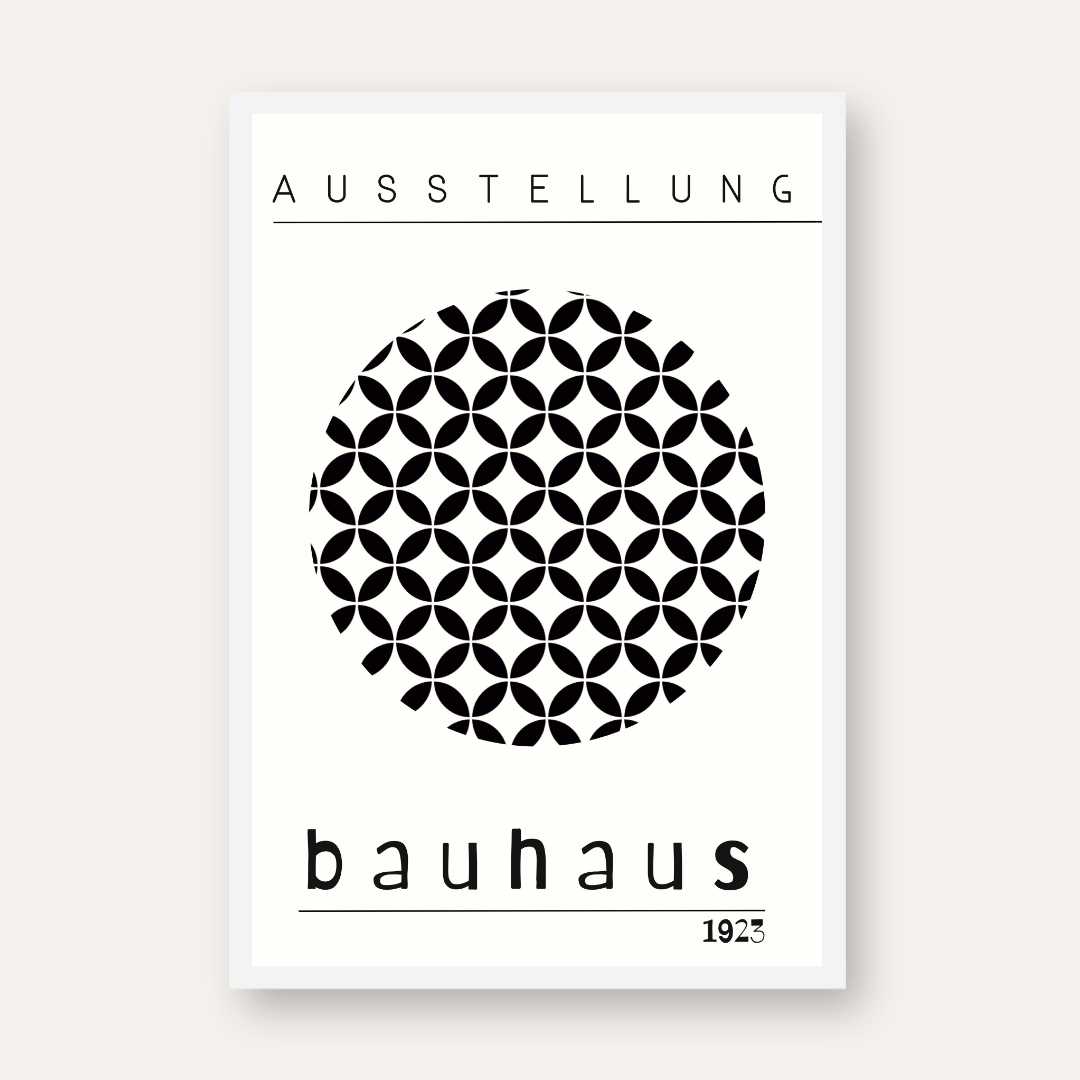 Bauhaus "Ausstellung 1923" Circular Lattice Petal Poster | Vertical High-Contrast White Framed Wall Art 2 : 3 Vertical Premium Wall Art Canvas by MeriDeewar