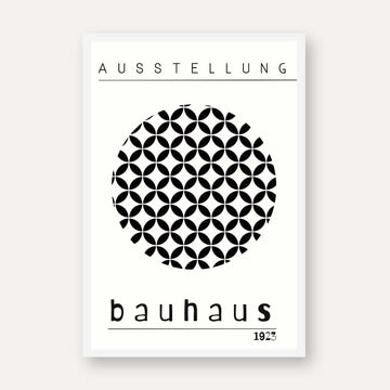 Bauhaus "Ausstellung 1923" Circular Lattice Petal Poster | Vertical High-Contrast White Framed Wall Art 2 : 3 Vertical Premium Wall Art Canvas by MeriDeewar