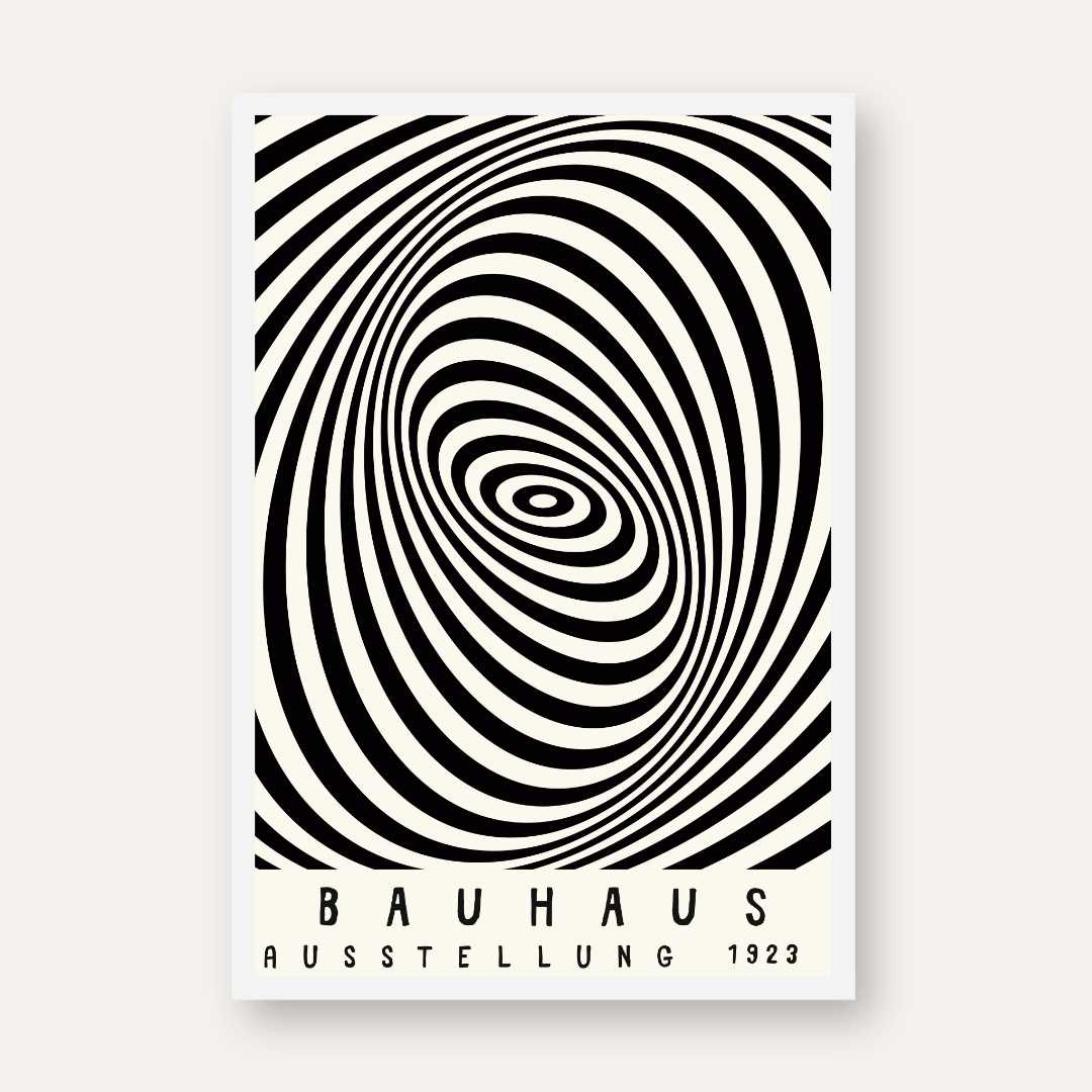 Bauhaus "Ausstellung 1923" Kinetic Optical Spiral Poster | Vertical High-Contrast White Framed Wall Art 2 : 3 Vertical Premium Wall Art Canvas by MeriDeewar