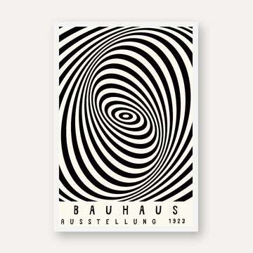 Bauhaus "Ausstellung 1923" Kinetic Optical Spiral Poster | Vertical High-Contrast White Framed Wall Art 2 : 3 Vertical Premium Wall Art Canvas by MeriDeewar
