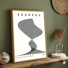 Bauhaus "Ausstellung 1923" Kinetic Twist Optical Illusion Poster | Vertical High-Contrast White Framed Wall Art 2 : 3 Vertical Premium Wall Art Canvas by MeriDeewar