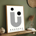 Bauhaus "Ausstellung 1923" Minimalist Linear U-Shape & Circles Poster | Vertical High-Contrast White Framed Wall Art 2 : 3 Vertical Premium Wall Art Canvas by MeriDeewar