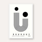 Bauhaus "Ausstellung 1923" Minimalist Linear U-Shape & Circles Poster | Vertical High-Contrast White Framed Wall Art 2 : 3 Vertical Premium Wall Art Canvas by MeriDeewar