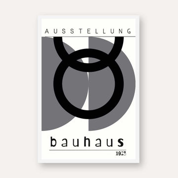 Bauhaus "Ausstellung 1923" Overlapping Geometric Crescent & Ring Poster | Vertical White Framed Wall Art 2 : 3 Vertical Premium Wall Art Canvas by MeriDeewar