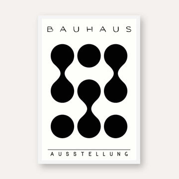 Bauhaus "Ausstellung" Abstract Connected Organic Shapes Poster | Vertical High-Contrast White Framed Wall Art 2 : 3 Vertical Premium Wall Art Canvas by MeriDeewar