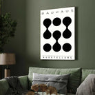 Bauhaus "Ausstellung" Abstract Connected Organic Shapes Poster | Vertical High-Contrast White Framed Wall Art 2 : 3 Vertical Premium Wall Art Canvas by MeriDeewar