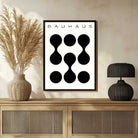 Bauhaus "Ausstellung" Abstract Connected Organic Shapes Poster | Vertical High-Contrast White Framed Wall Art 2 : 3 Vertical Premium Wall Art Canvas by MeriDeewar