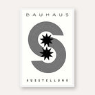 Bauhaus "Ausstellung" Celestial S-Curve Concentric Lines Poster | Vertical High-Contrast White Framed Wall Art 2 : 3 Vertical Premium Wall Art Canvas by MeriDeewar