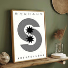Bauhaus "Ausstellung" Celestial S-Curve Concentric Lines Poster | Vertical High-Contrast White Framed Wall Art 2 : 3 Vertical Premium Wall Art Canvas by MeriDeewar