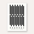 Bauhaus "Ausstellung" Interlocking Vertical Bars Poster | Vertical High-Contrast White Framed Wall Art 2 : 3 Vertical Premium Wall Art Canvas by MeriDeewar