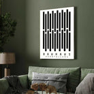 Bauhaus "Ausstellung" Interlocking Vertical Bars Poster | Vertical High-Contrast White Framed Wall Art 2 : 3 Vertical Premium Wall Art Canvas by MeriDeewar
