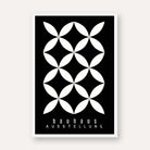 Bauhaus "Ausstellung" Interlocking White Petal Lattice Poster | Vertical High-Contrast White Framed Wall Art 2 : 3 Vertical Premium Wall Art Canvas by MeriDeewar