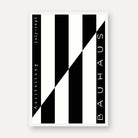 Bauhaus "Ausstellung July-Sept" Counterchange Diagonal Block Poster | Vertical High-Contrast White Framed Wall Art 2 : 3 Vertical Premium Wall Art Canvas by MeriDeewar
