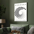 Bauhaus "Ausstellung" Kinetic Halftone Spiral Poster | Vertical High-Contrast White Framed Wall Art 2 : 3 Vertical Premium Wall Art Canvas by MeriDeewar