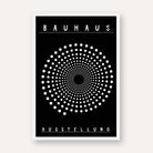 Bauhaus "Ausstellung" Kinetic Halftone Spiral Poster | Vertical High-Contrast White Framed Wall Art 2 : 3 Vertical Premium Wall Art Canvas by MeriDeewar