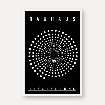 Bauhaus "Ausstellung" Kinetic Halftone Spiral Poster | Vertical High-Contrast White Framed Wall Art 2 : 3 Vertical Premium Wall Art Canvas by MeriDeewar