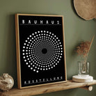 Bauhaus "Ausstellung" Kinetic Halftone Spiral Poster | Vertical High-Contrast White Framed Wall Art 2 : 3 Vertical Premium Wall Art Canvas by MeriDeewar