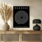 Bauhaus "Ausstellung" Kinetic Halftone Spiral Poster | Vertical High-Contrast White Framed Wall Art 2 : 3 Vertical Premium Wall Art Canvas by MeriDeewar