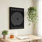 Bauhaus "Ausstellung" Kinetic Halftone Spiral Poster | Vertical High-Contrast White Framed Wall Art 2 : 3 Vertical Premium Wall Art Canvas by MeriDeewar