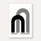 Bauhaus "Ausstellung" Minimalist Layered Geometric Arches Poster | Vertical White Framed Wall Art 2 : 3 Vertical Premium Wall Art Canvas by MeriDeewar