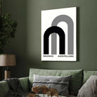 Bauhaus "Ausstellung" Minimalist Layered Geometric Arches Poster | Vertical White Framed Wall Art 2 : 3 Vertical Premium Wall Art Canvas by MeriDeewar