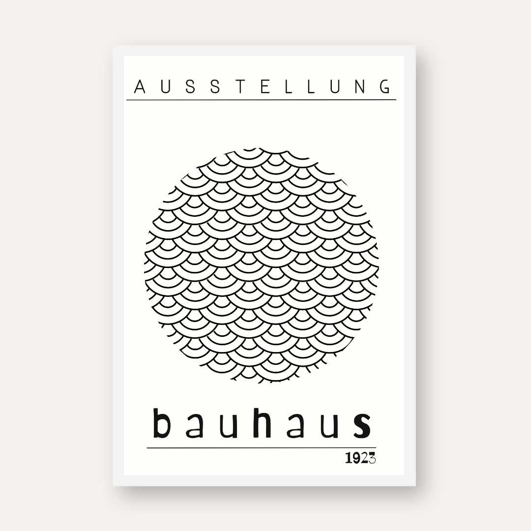 Bauhaus Circular Concentric Wave Scale Poster | Vertical White Framed Wall Art 2 : 3 Vertical Premium Wall Art Canvas by MeriDeewar