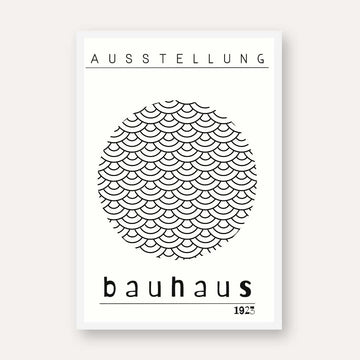 Bauhaus Circular Concentric Wave Scale Poster | Vertical White Framed Wall Art 2 : 3 Vertical Premium Wall Art Canvas by MeriDeewar
