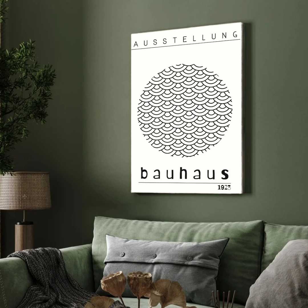 Bauhaus Circular Concentric Wave Scale Poster | Vertical White Framed Wall Art 2 : 3 Vertical Premium Wall Art Canvas by MeriDeewar