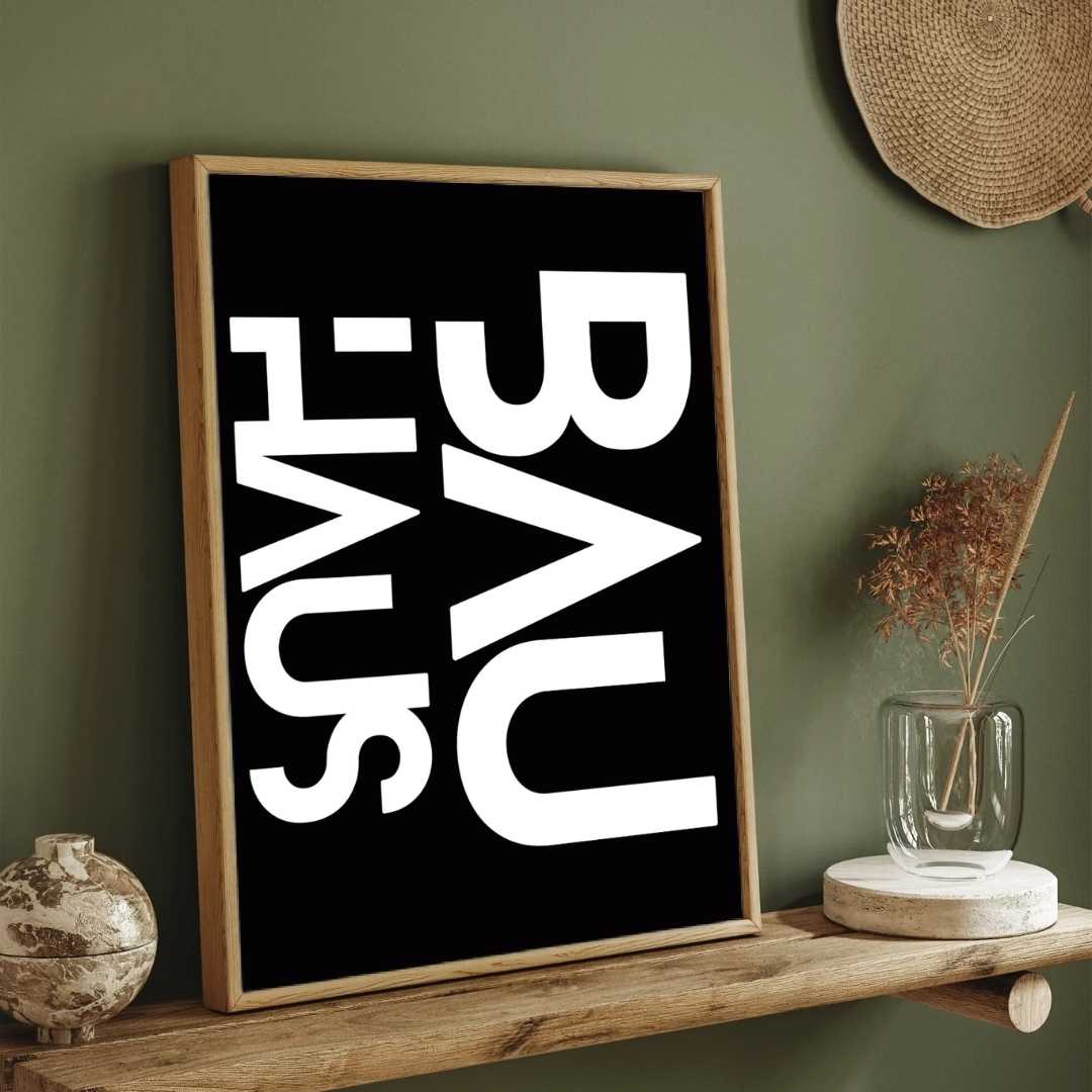Bauhaus Deconstructed Typography Statement Poster | Vertical High-Contrast White Framed Wall Art 2 : 3 Vertical Premium Wall Art Canvas by MeriDeewar