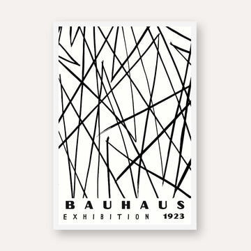Bauhaus "Exhibition 1923" Abstract Intersecting Lines Poster | Vertical High-Contrast White Framed Wall Art 2 : 3 Vertical Premium Wall Art Canvas by MeriDeewar