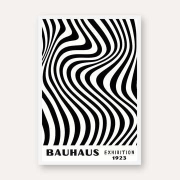 Bauhaus "Exhibition 1923" Kinetic Optical Distortion Waves Poster | Vertical High-Contrast White Framed Wall Art 2 : 3 Vertical Premium Wall Art Canvas by MeriDeewar