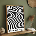 Bauhaus "Exhibition 1923" Kinetic Optical Distortion Waves Poster | Vertical High-Contrast White Framed Wall Art 2 : 3 Vertical Premium Wall Art Canvas by MeriDeewar
