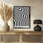 Bauhaus "Exhibition 1923" Kinetic Optical Distortion Waves Poster | Vertical High-Contrast White Framed Wall Art 2 : 3 Vertical Premium Wall Art Canvas by MeriDeewar