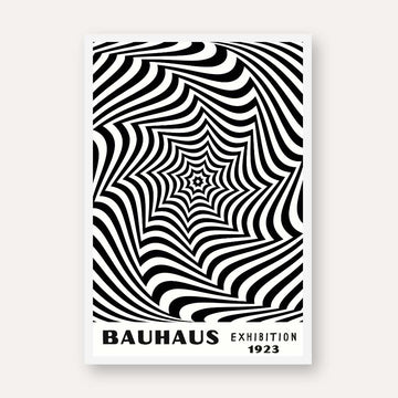 Bauhaus "Exhibition 1923" Kinetic Optical Spiderweb Vortex Poster | Vertical High-Contrast White Framed Wall Art 2 : 3 Vertical Premium Wall Art Canvas by MeriDeewar