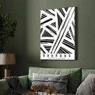 Bauhaus Geometric Abstract Linework Shard Poster | Vertical High-Contrast White Framed Wall Art 2 : 3 Vertical Premium Wall Art Canvas by MeriDeewar