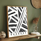 Bauhaus Geometric Abstract Linework Shard Poster | Vertical High-Contrast White Framed Wall Art 2 : 3 Vertical Premium Wall Art Canvas by MeriDeewar