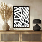 Bauhaus Geometric Abstract Linework Shard Poster | Vertical High-Contrast White Framed Wall Art 2 : 3 Vertical Premium Wall Art Canvas by MeriDeewar