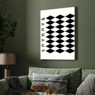Bauhaus Geometric Harlequin Diamond Pattern Poster | Vertical Abstract White Framed Wall Art 2 : 3 Vertical Premium Wall Art Canvas by MeriDeewar