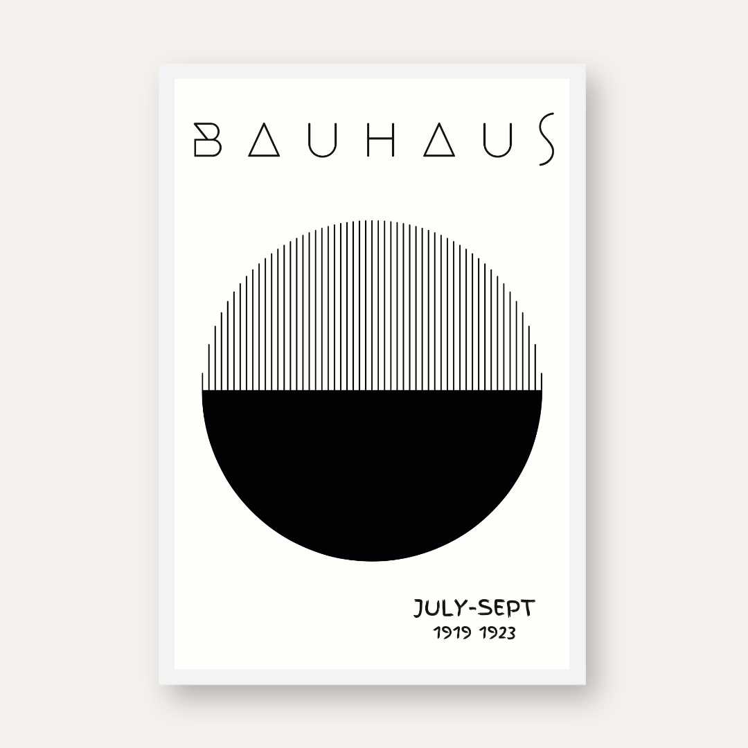 Bauhaus Germany "Exhibition 1919-1923" Half-Solid Half-Linear Circular Poster | Vertical High-Contrast White Framed Wall Art 2 : 3 Vertical Premium Wall Art Canvas by MeriDeewar