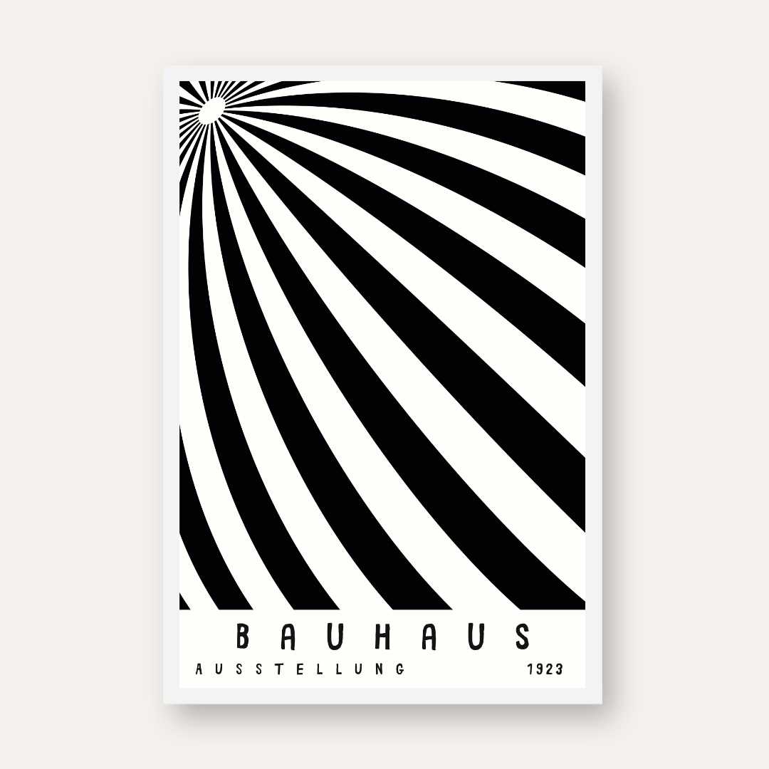 Bauhaus Kinetic Radiating Sunburst Poster | VerticalWhite Framed Wall Art 2 : 3 Vertical Premium Wall Art Canvas by MeriDeewar