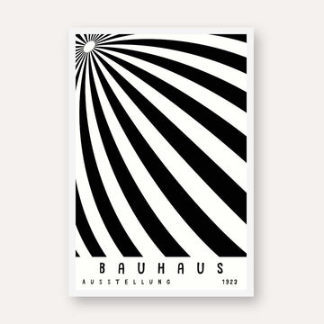 Bauhaus Kinetic Radiating Sunburst Poster | VerticalWhite Framed Wall Art 2 : 3 Vertical Premium Wall Art Canvas by MeriDeewar