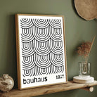 Bauhaus Nested U-Shape Geometric Wave Poster | Vertical White Framed Wall Art 2 : 3 Vertical Premium Wall Art Canvas by MeriDeewar