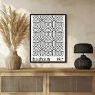 Bauhaus Nested U-Shape Geometric Wave Poster | Vertical White Framed Wall Art 2 : 3 Vertical Premium Wall Art Canvas by MeriDeewar