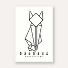 Bauhaus Origami Geometric Cat Poster | Vertical High-Contrast White Framed Wall Art 2 : 3 Vertical Premium Wall Art Canvas by MeriDeewar