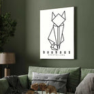 Bauhaus Origami Geometric Cat Poster | Vertical High-Contrast White Framed Wall Art 2 : 3 Vertical Premium Wall Art Canvas by MeriDeewar