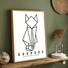 Bauhaus Origami Geometric Cat Poster | Vertical High-Contrast White Framed Wall Art 2 : 3 Vertical Premium Wall Art Canvas by MeriDeewar